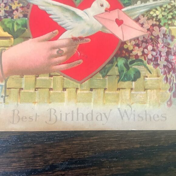 Wooden Rustic Frame with Vintage 1909 Happy Birthday Victorian Postcard - Picture 7 of 12